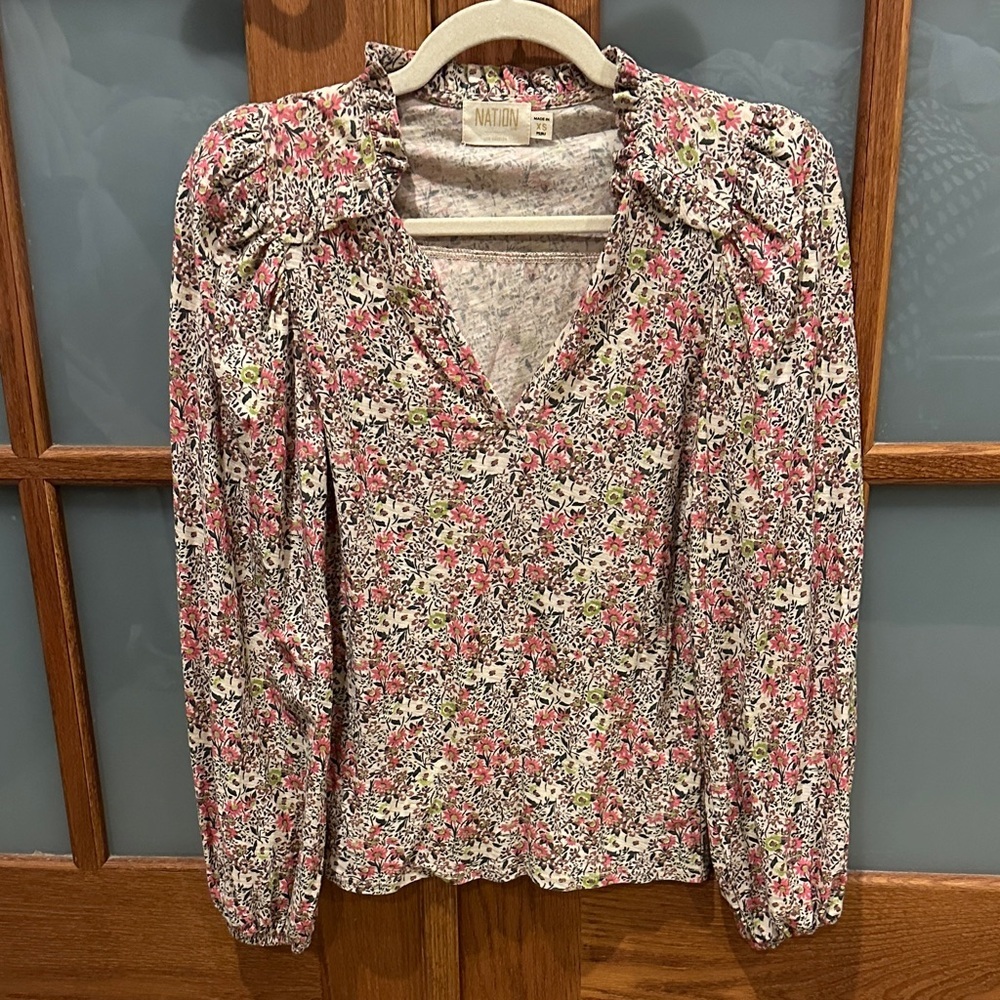 Nation LTD Floral Blouse - Pink, White, Black​ - Picture 3 of 7